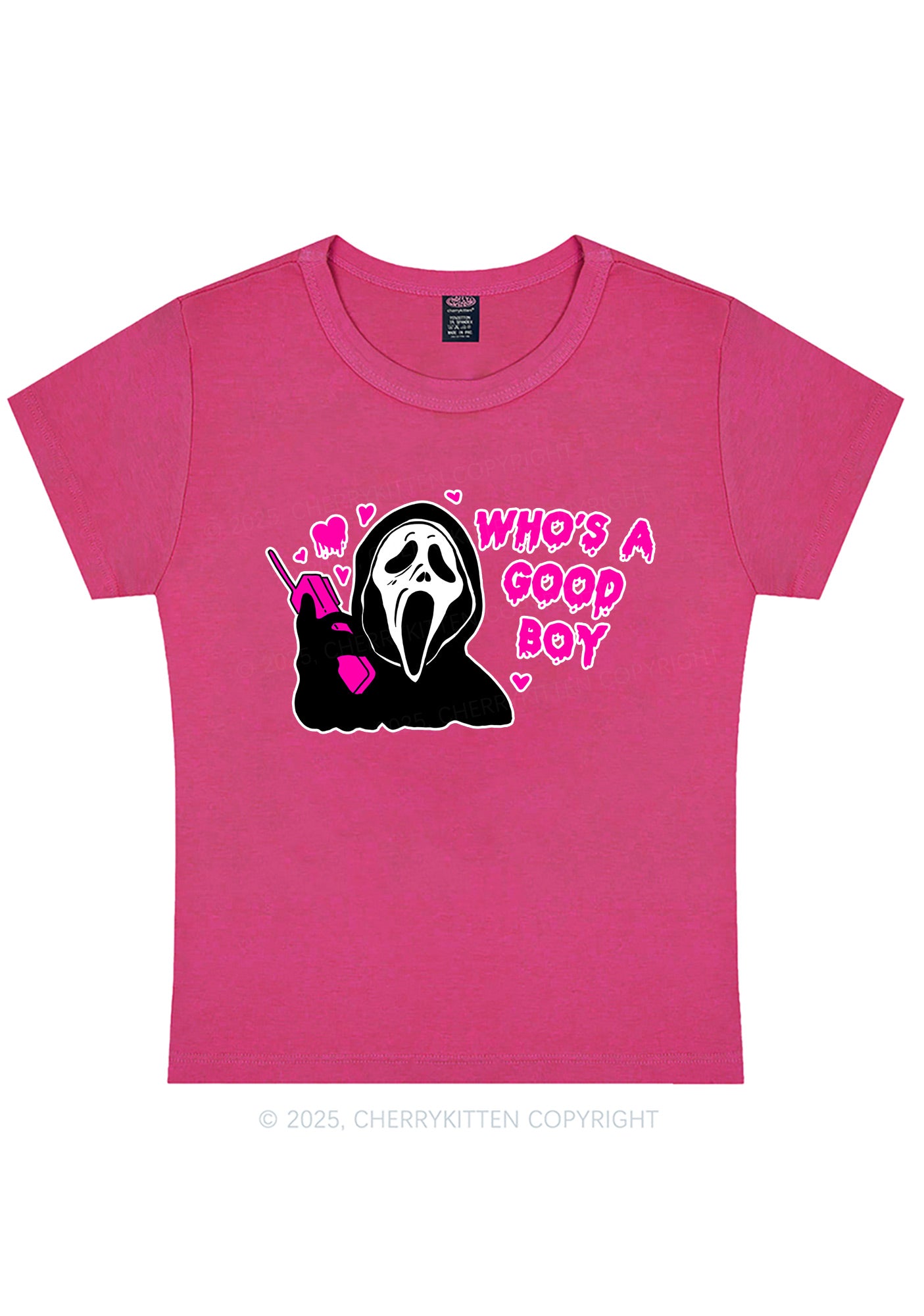 Halloween Whos Good Boy Y2K Baby Tee Cherrykitten