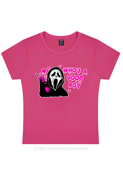 Halloween Whos Good Boy Y2K Baby Tee Cherrykitten
