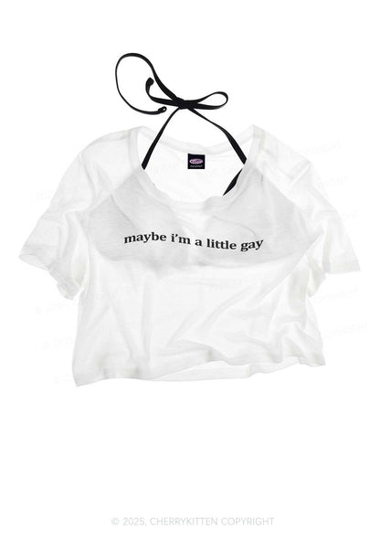 Maybe Im A Little Gay Pride Y2K Sheer Crop Tee Cherrykitten