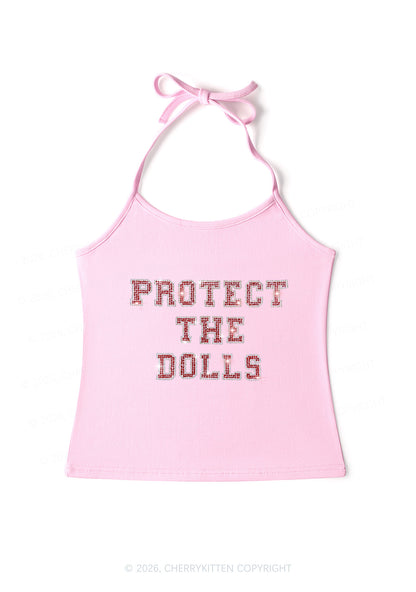 Rhinestone Protect The Dolls Pride Y2K Halter Neck Cami Cherrykitten