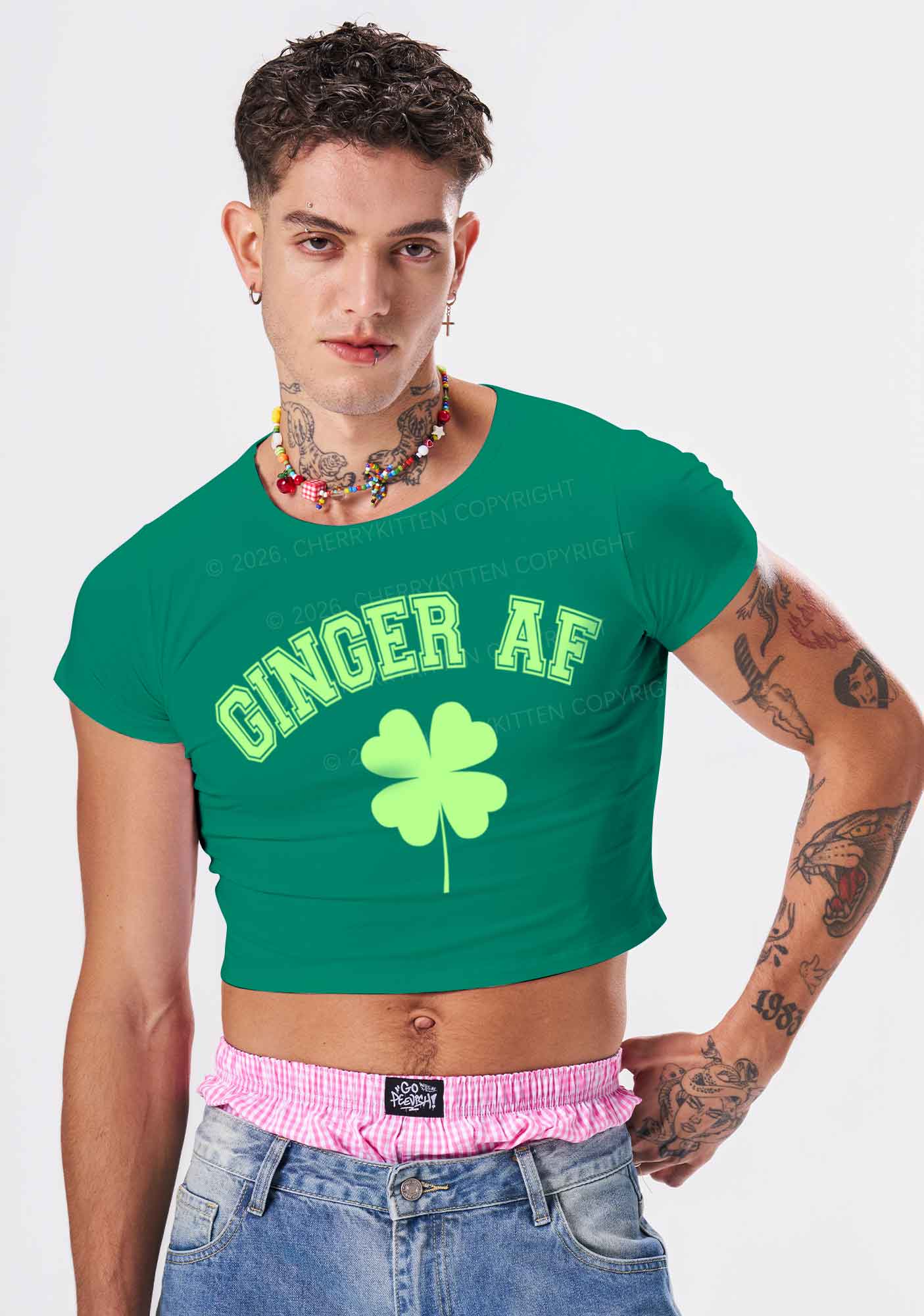 Ginger AF St Patricks Y2K Baby Tee Cherrykitten