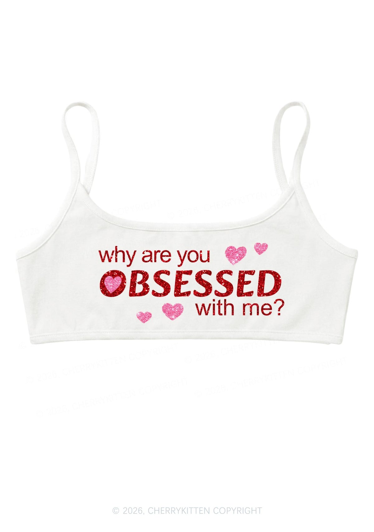 Glitter Obsessed With Me Y2K Super Crop Cami Cherrykitten