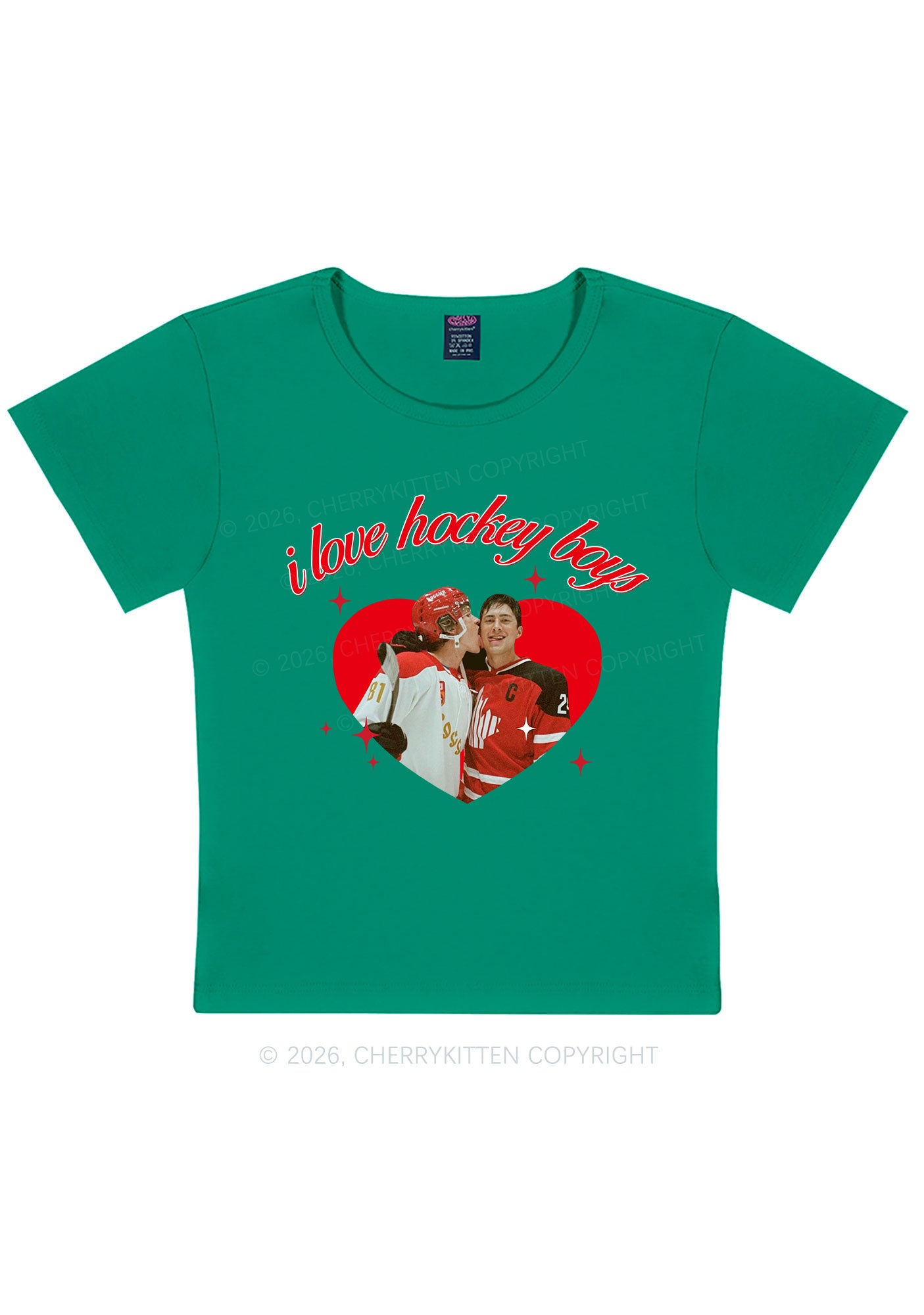 I Love Hockey Boys HR Y2K Baby Tee Cherrykitten