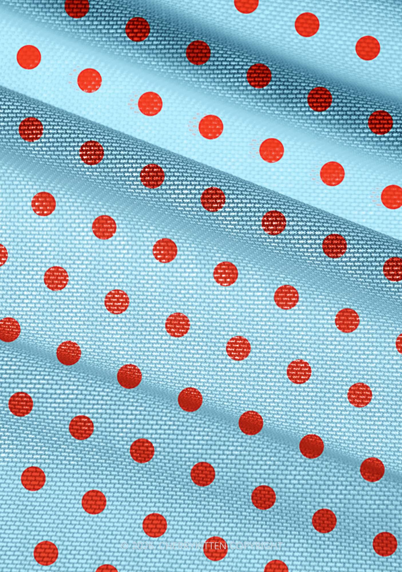 Red Dots On Blue Y2K Mesh Ruched  Waist  V Neck Top Cherrykitten