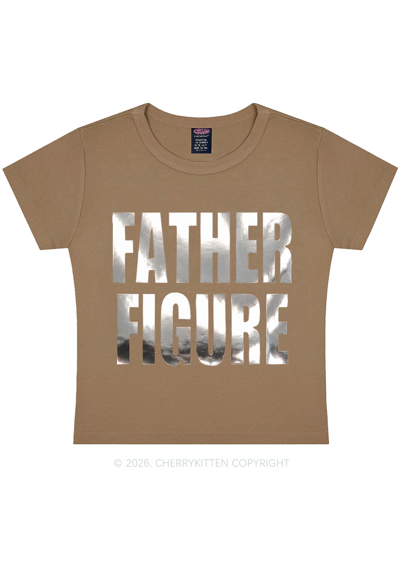 Father Figure Silver Foil Printed Y2K Baby Tee Cherrykitten