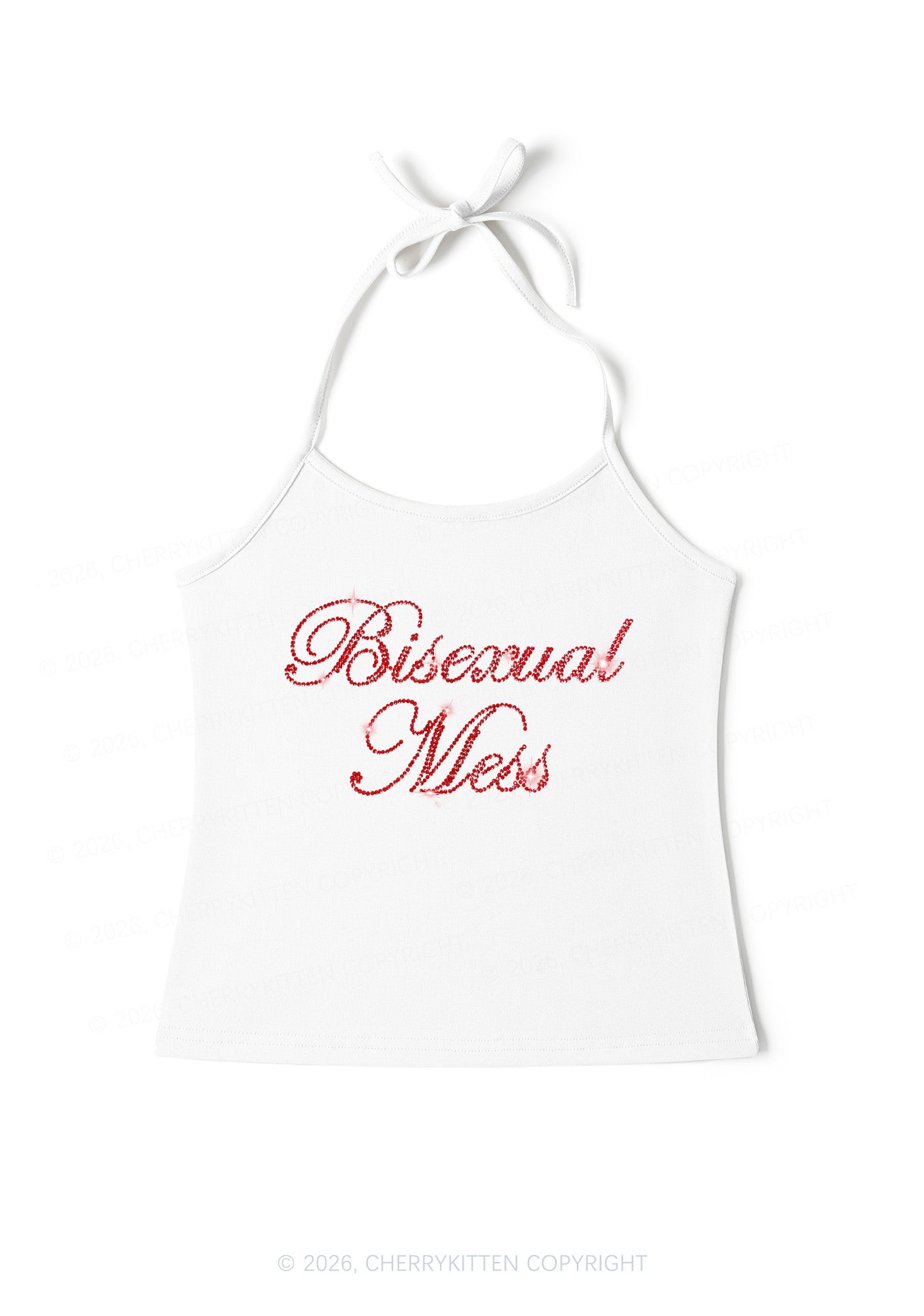 Rhinestone Bisexual Mess Pride Y2K Halter Neck Cami Cherrykitten