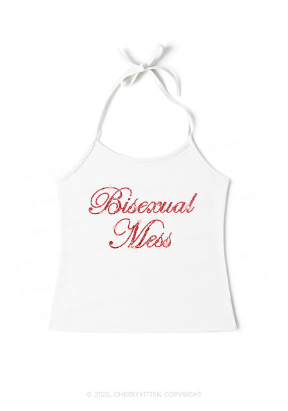 Rhinestone Bisexual Mess Pride Y2K Halter Neck Cami Cherrykitten