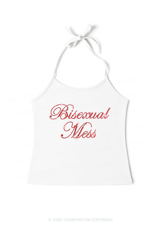 Rhinestone Bisexual Mess Pride Y2K Halter Neck Cami Cherrykitten