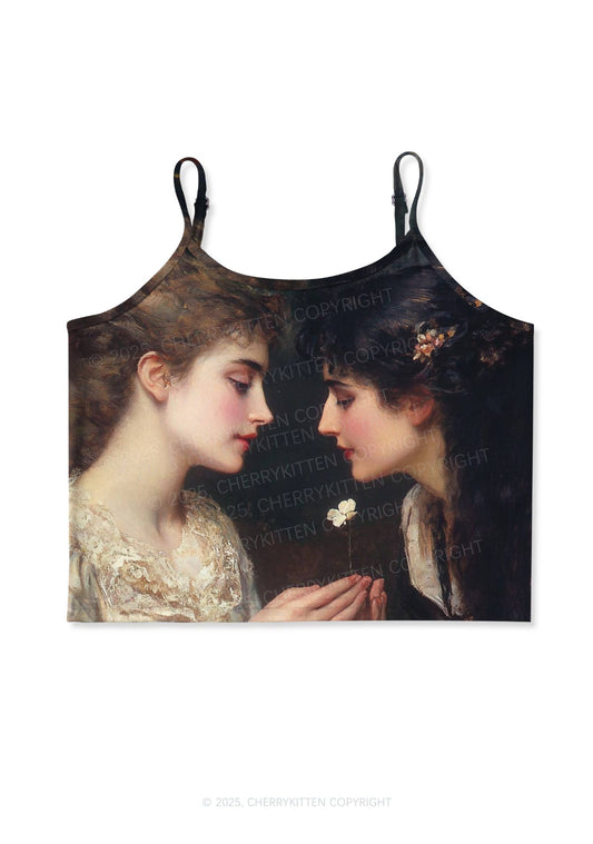 Victorian Sapphic Y2K Print Cami Crop Top Cherrykitten