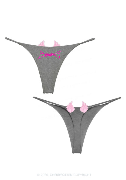 Pink Scissor Pride Y2K Goth Angel Wings Bikini String Thong Cherrykitten