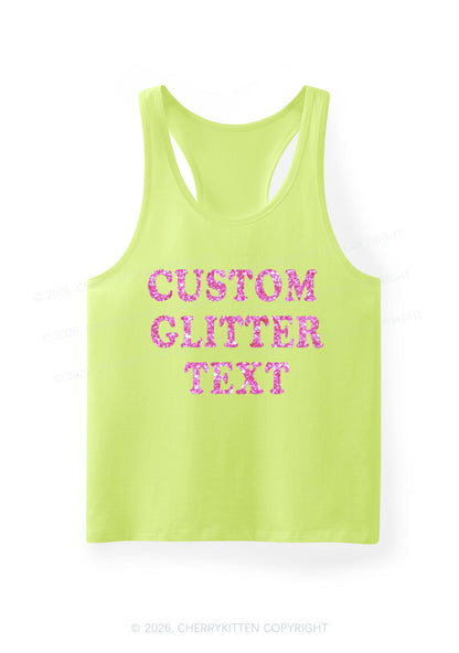 Custom Text Glitter Y2K Men Racerback Tank Top Cherrykitten