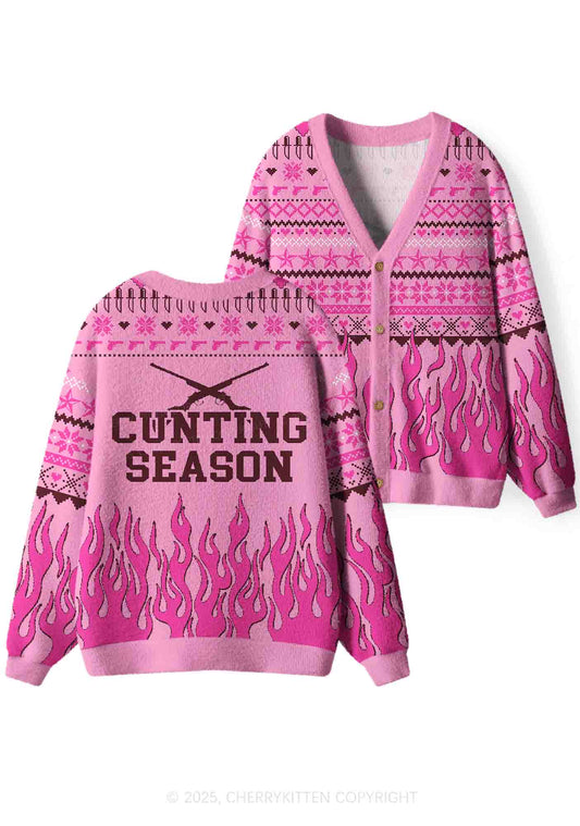 Cunting Season Y2K Christmas Cardigan Knit Sweatshirt Cherrykitten