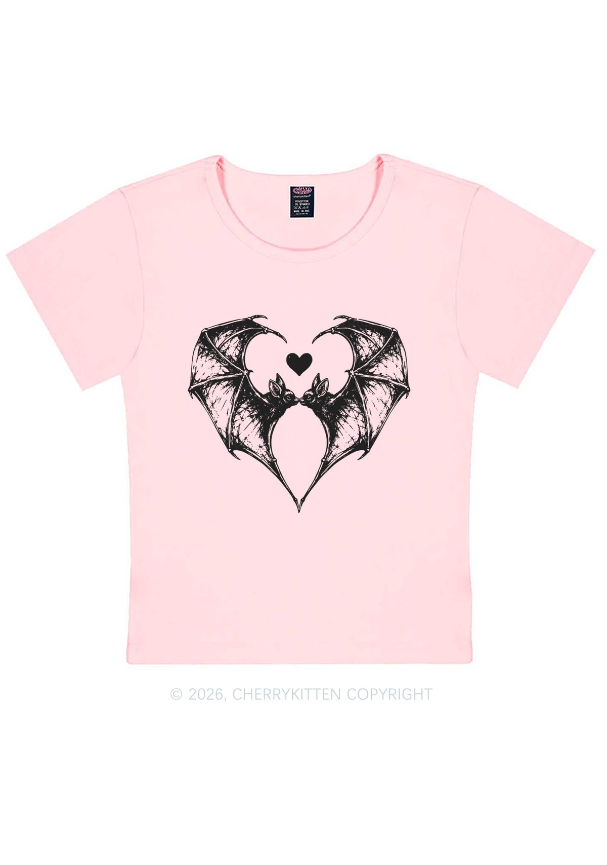 Halloween Bat Heart Y2K Baby Tee Cherrykitten