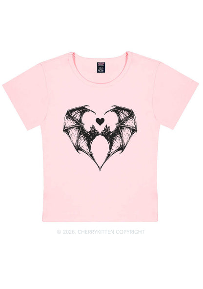 Halloween Bat Heart Y2K Baby Tee Cherrykitten