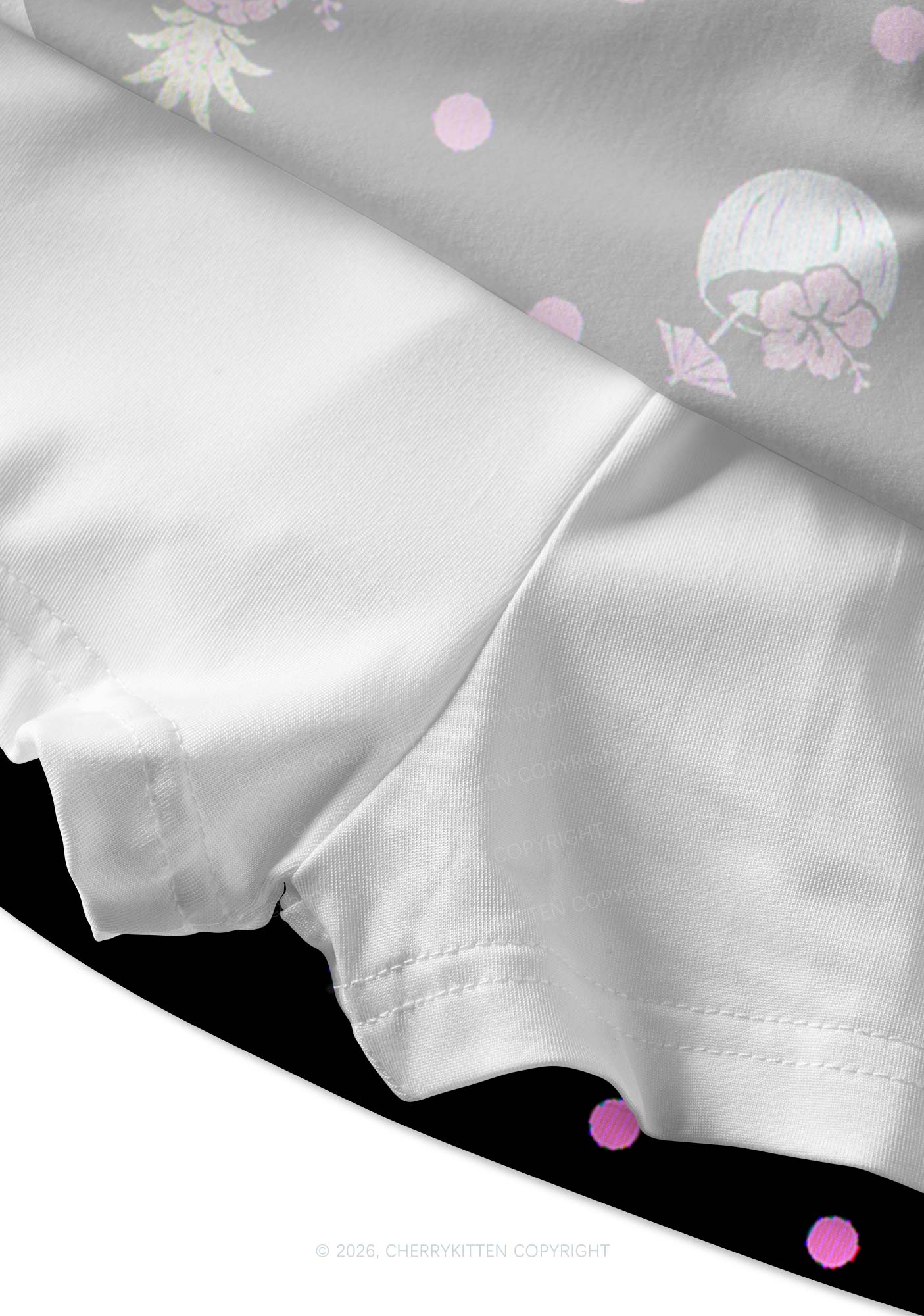 Pink Dots Palm Tree Y2K Print Mini Skirt Cherrykitten