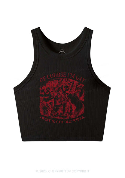 Of Course Im Gay l Pride Y2K Crop Tank Top Cherrykitten