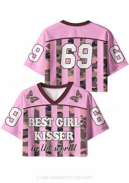 Best Girl Kisser Pink Camouflage Pride Y2K Crop Sport Jersey Shirts Cherrykitten