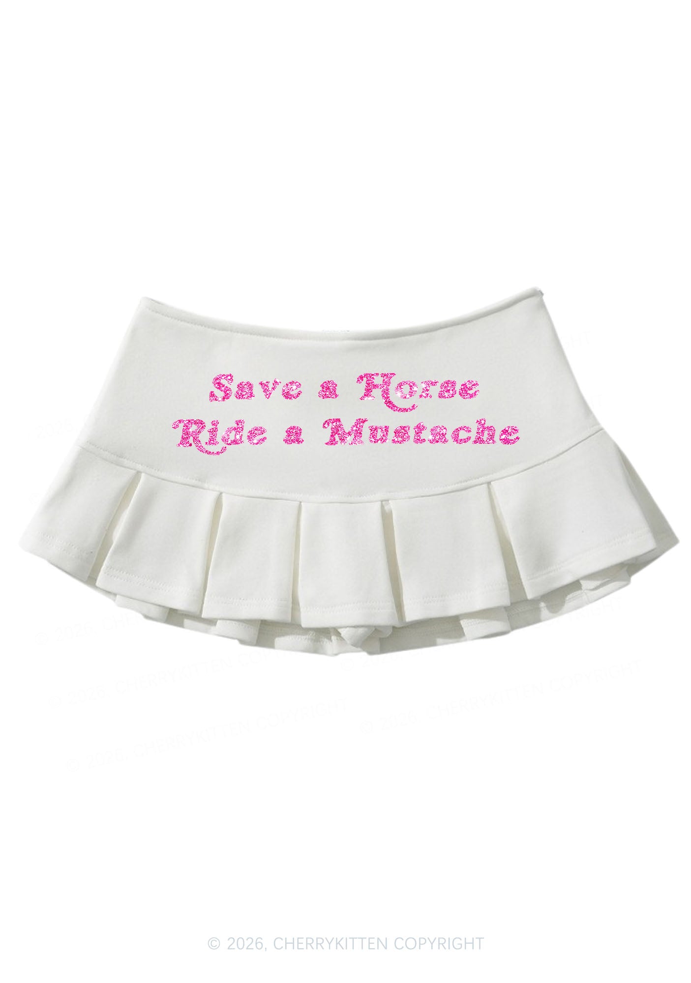 Glitter Ride A Mustache Y2K Mini Pleated Skirts Cherrykitten