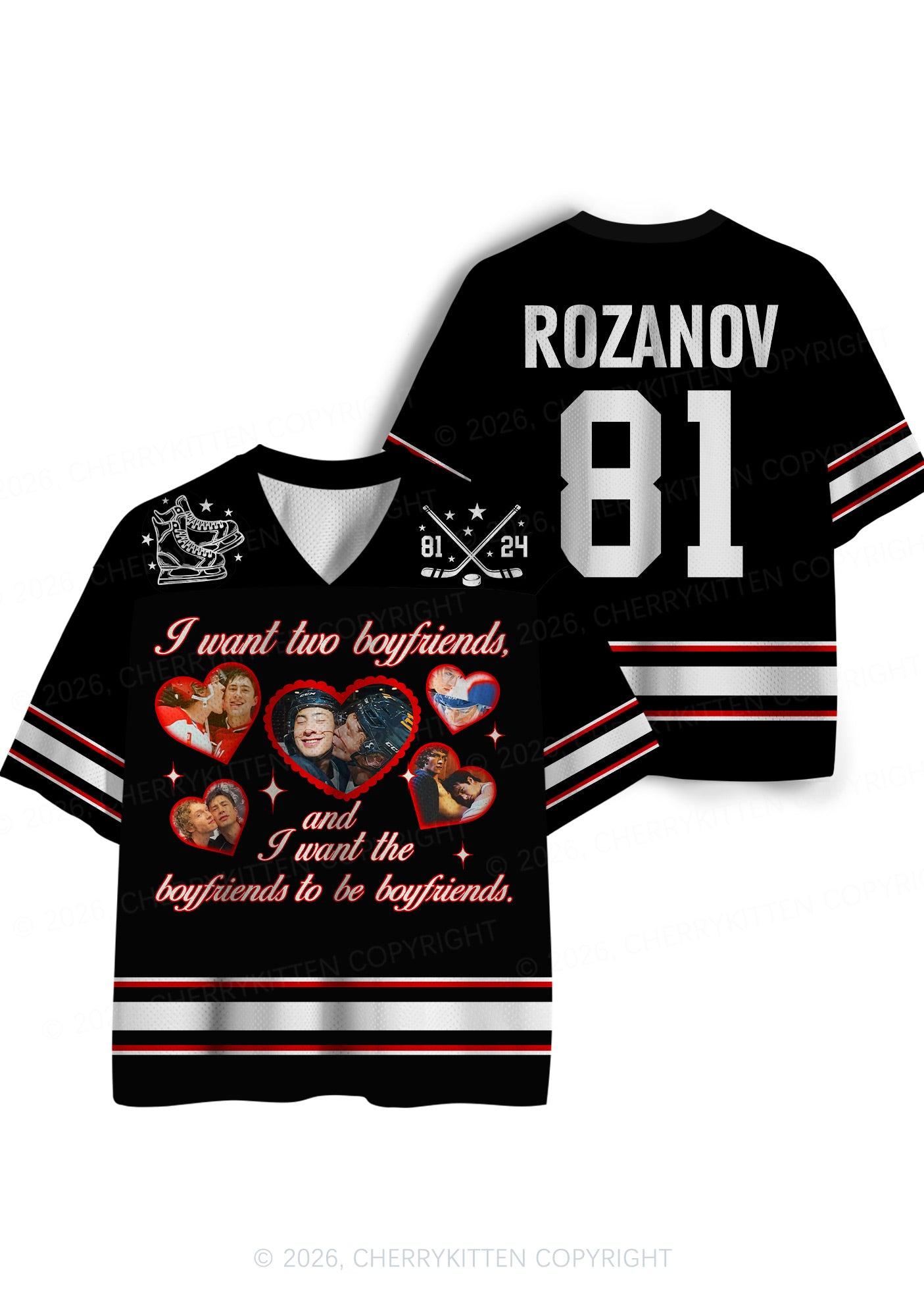 Black I Want Two Boyfriends HR Y2K Sport Jersey Shirts Cherrykitten