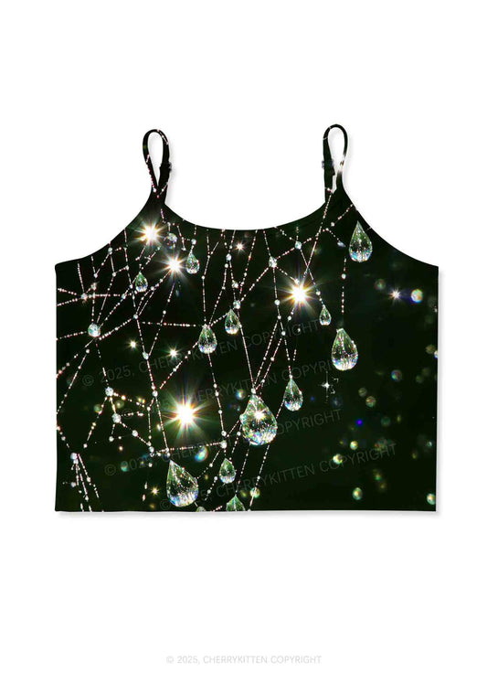Dew Web Y2K Print Cami Crop Top Cherrykitten