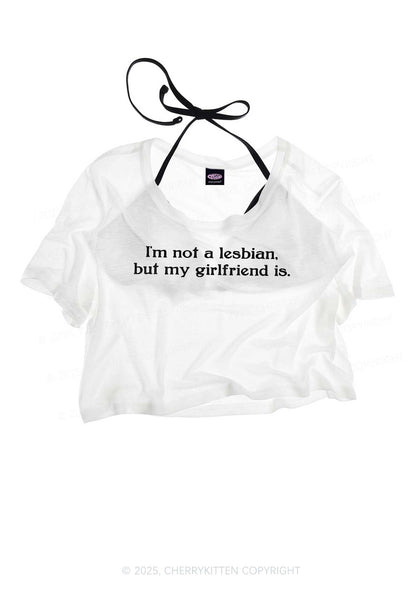 My Girlfriend Is Lesbian Pride Y2K Sheer Crop Tee Cherrykitten