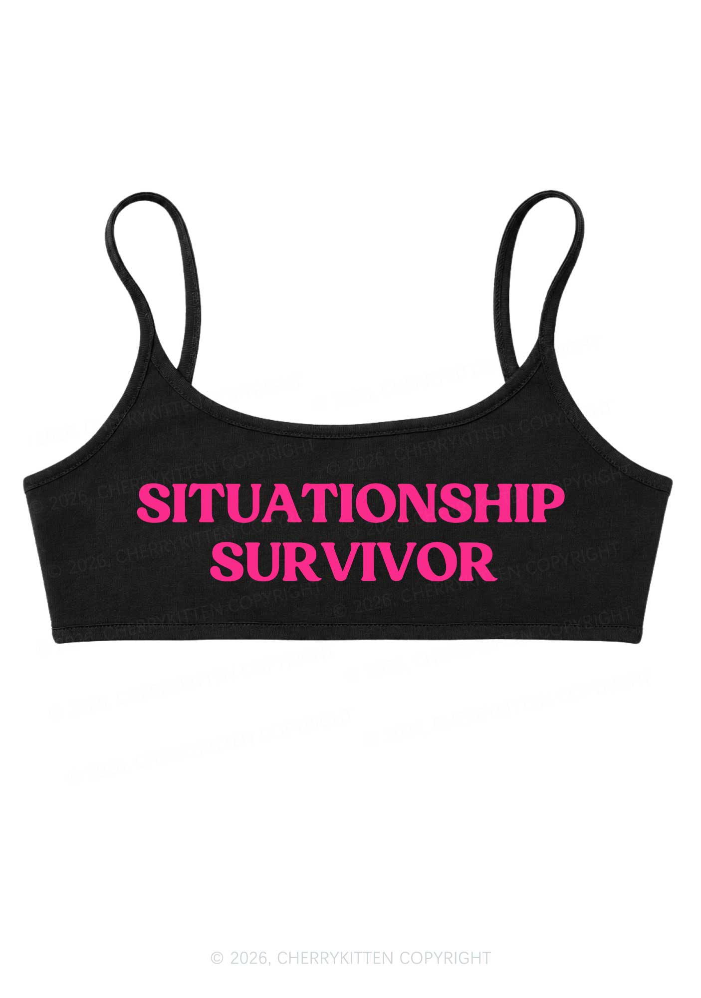 Situationship Survivor Y2K Super Crop Cami Cherrykitten