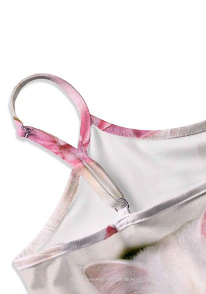 Pink Bow Cat Y2K Print Cami Crop Top Cherrykitten