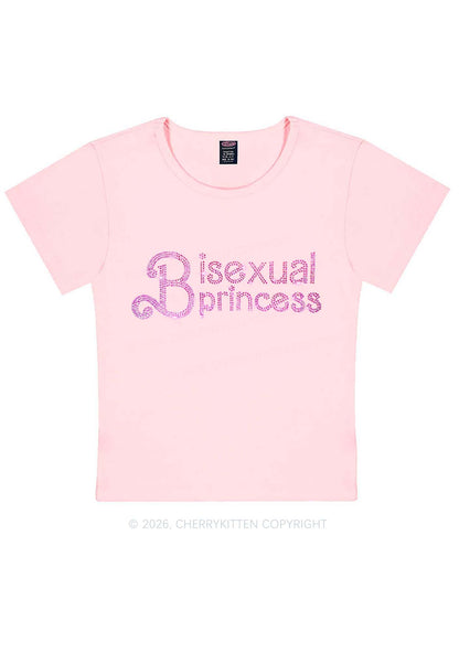 Rhinestone Bisexual Princess Pride Y2K Baby Tee Cherrykitten