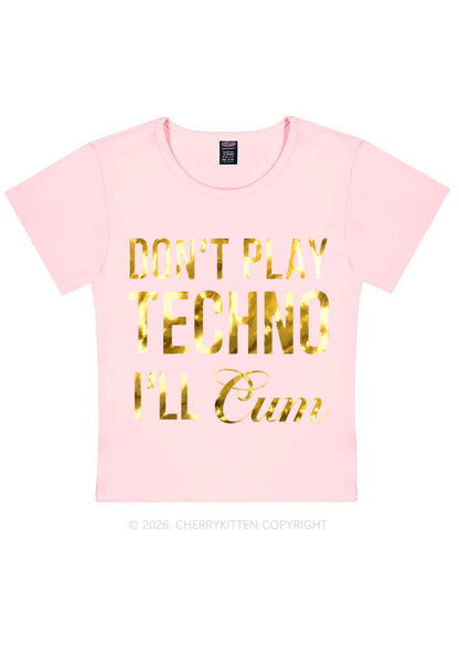 Dont Play Techno Silver Foil Printed Y2K Baby Tee Cherrykitten
