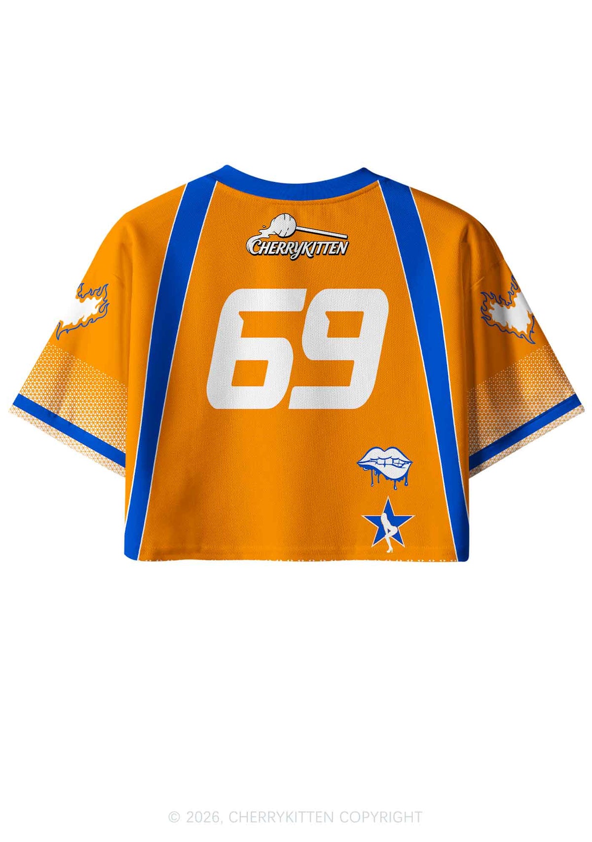 Orange Spit In My Mouth Y2K Crop Sport Jersey Shirts Cherrykitten