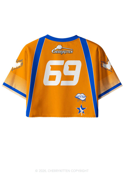 Orange Spit In My Mouth Y2K Crop Sport Jersey Shirts Cherrykitten