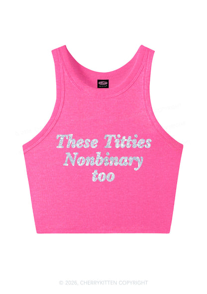 Glitter Txtties Nonbinary Too Pride Y2K Crop Tank Top Cherrykitten
