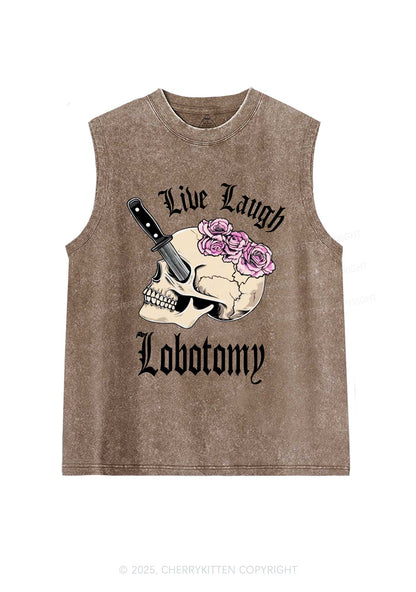 Live Laugh Lobotomy Skull Y2K Washed Muscle Tank Cherrykitten