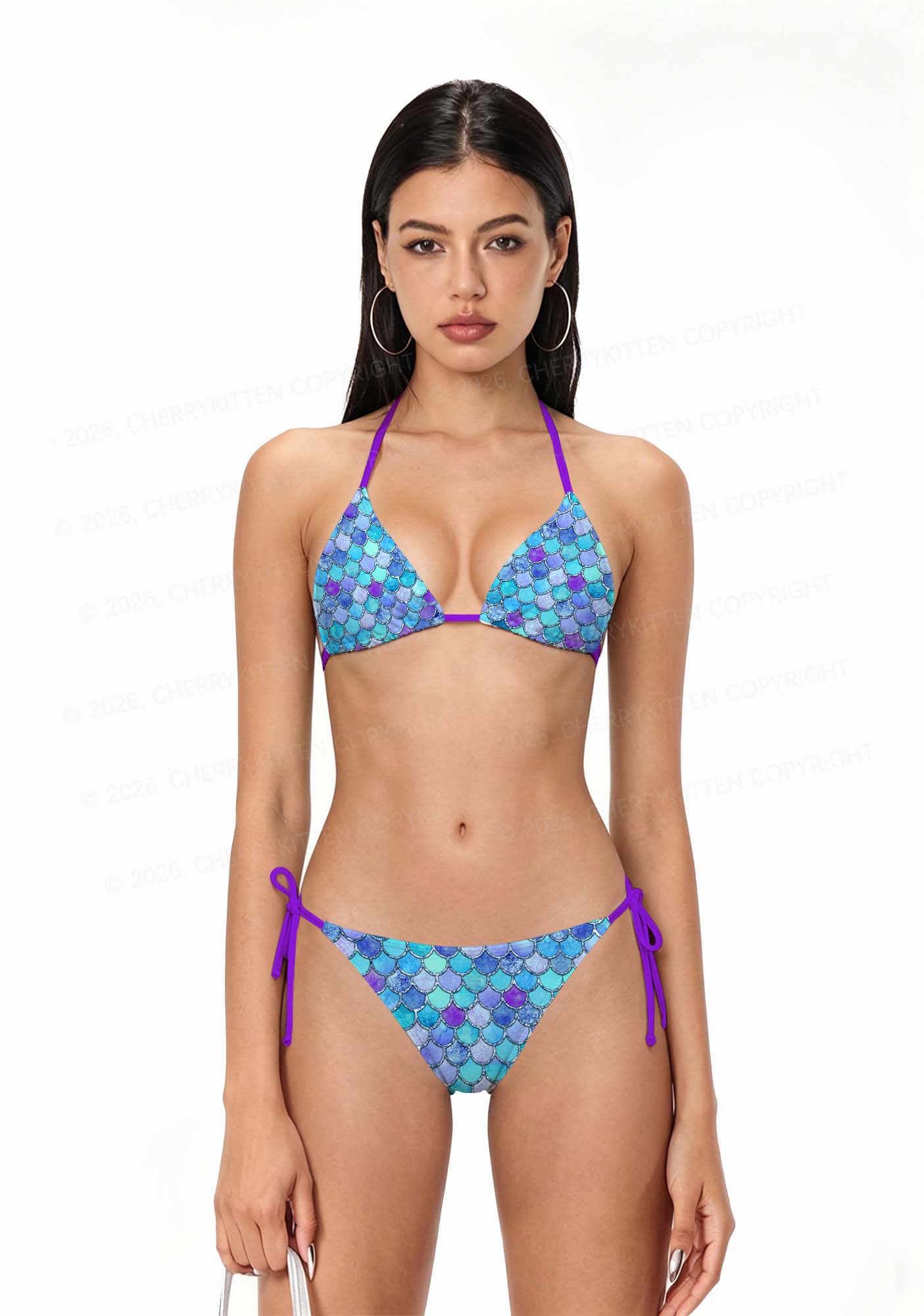 Colorful Fish Scales Y2K Print Bikini Set Cherrykitten