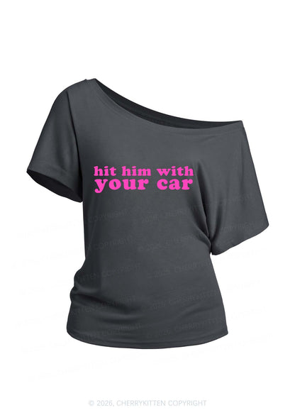 Hit Him Y2K Off Shoulder Tee Cherrykitten