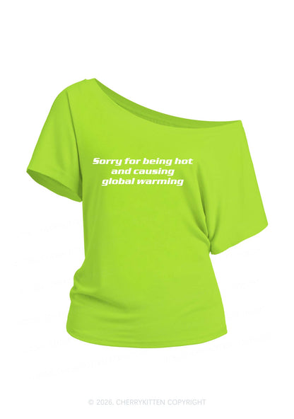 Sorry For Causing Global Warming Y2K Off Shoulder Tee Cherrykitten