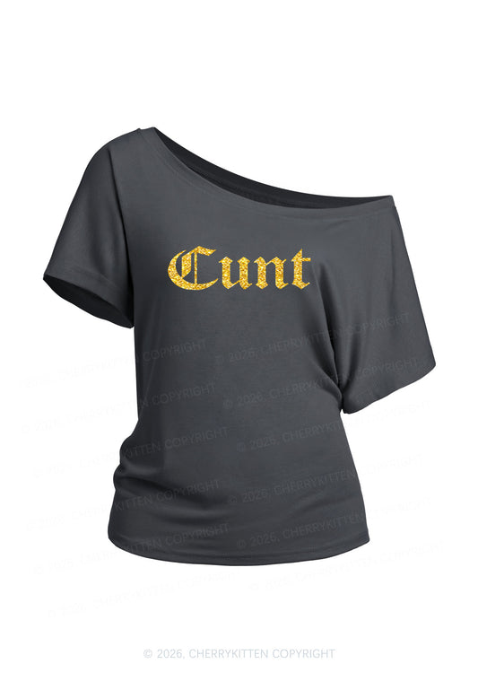 Glitter Cxxt Y2K Off Shoulder Tee Cherrykitten