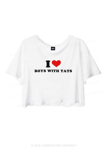 I Love Boys With Tats Y2K Sheer Crop Tee Cherrykitten