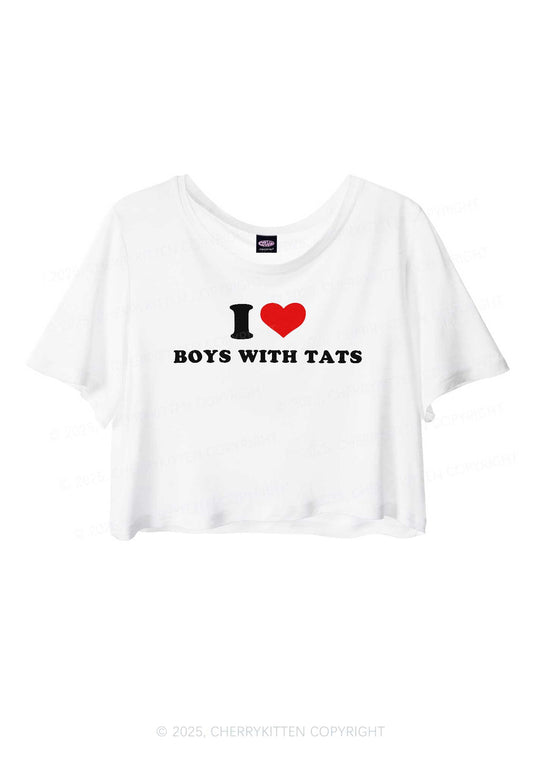 I Love Boys With Tats Y2K Sheer Crop Tee Cherrykitten