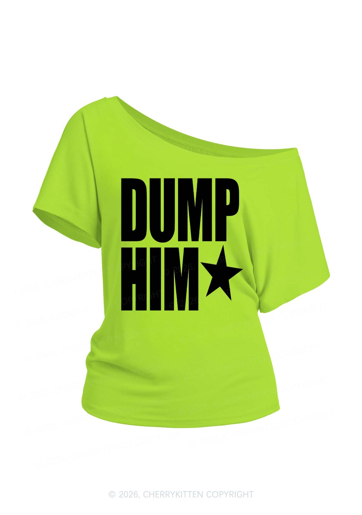 Dump Him Y2K Off Shoulder Tee Cherrykitten