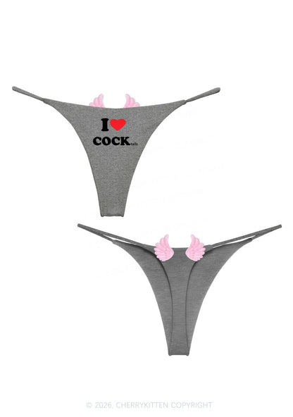 I Love Cocktails Y2K Goth Angel Wings Bikini String Thong Cherrykitten
