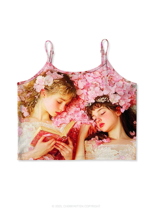 Flower Girls Y2K Print Cami Crop Top Cherrykitten