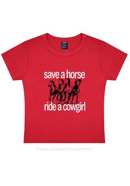 Four Horses Cowgirl Pride Y2K Baby Tee Cherrykitten