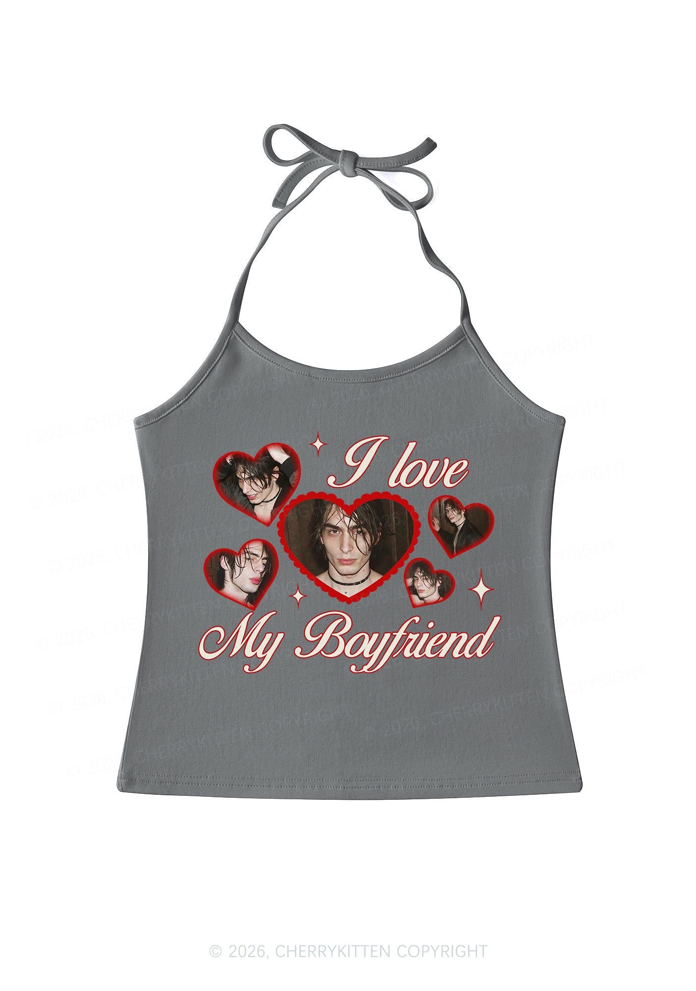Custom Photo I Love My GF BF Valentine's Day Y2K Halter Neck Cami Cherrykitten