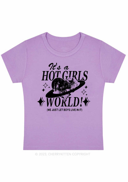 Curvy It's A Hot Girls World Y2K Baby Tee Cherrykitten
