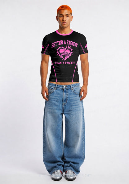 Hot Pink Better A Faggot Than A Fascist Pride Y2K Football Jersey Shirts Cherrykitten