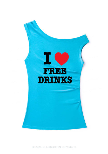 I Love Free Drinks Y2K Off Shoulder Tank Top Cherrykitten