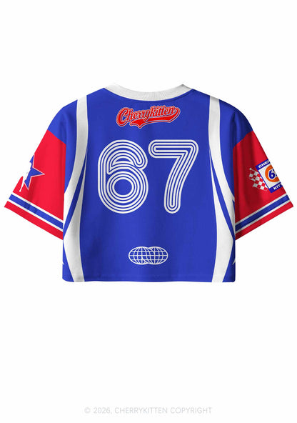 Blue Pretty Girls Drink Diet Cola Y2K Crop Sport Jersey Shirts Cherrykitten