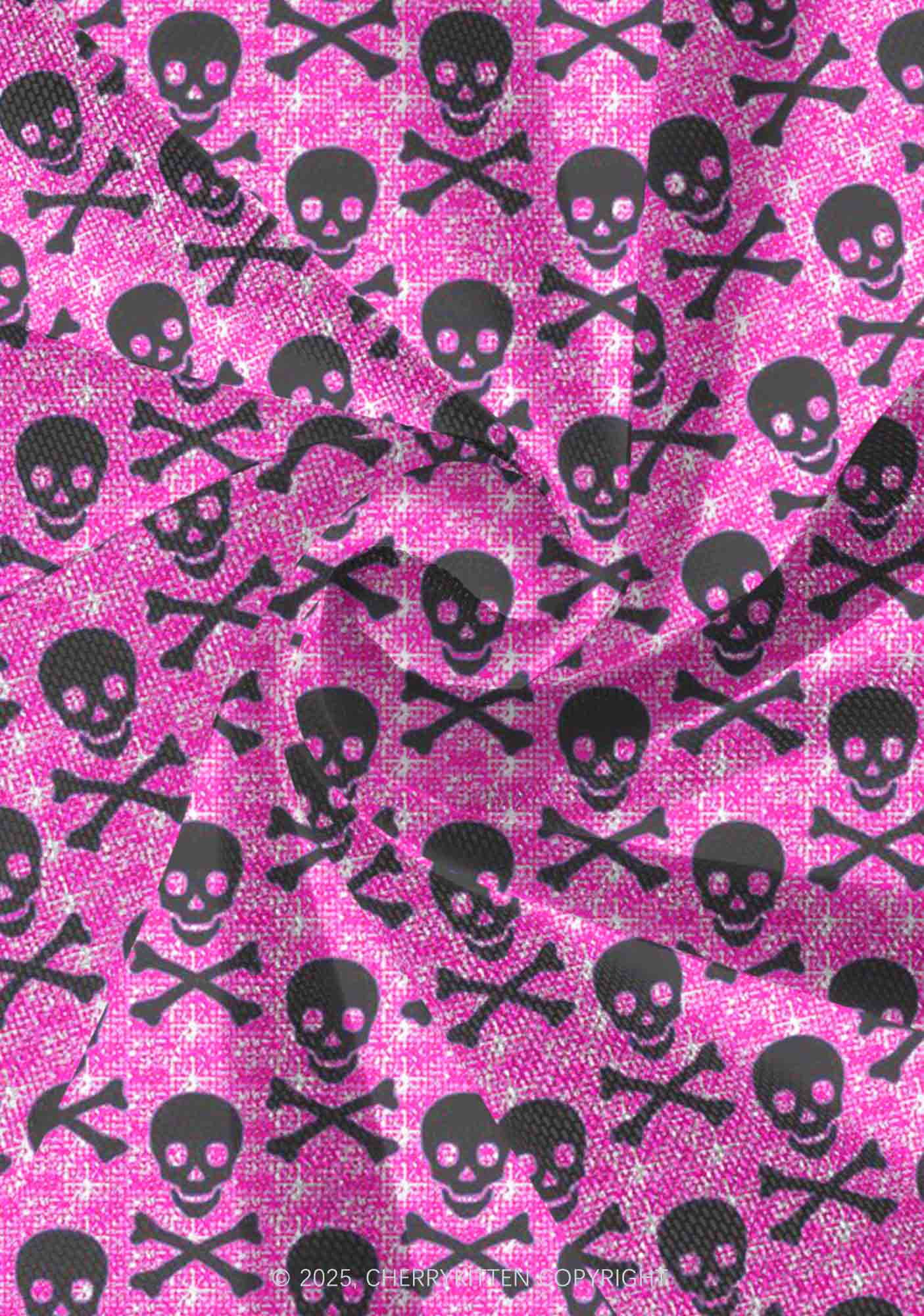 Skeleton Squad Valentine's Day Y2K Print Mini Layered Skirt Cherrykitten