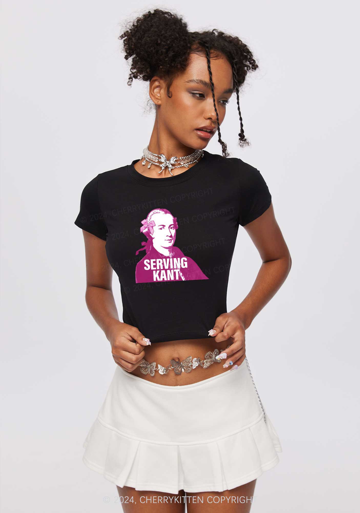 Serving Kant Y2K Baby Tee Cherrykitten